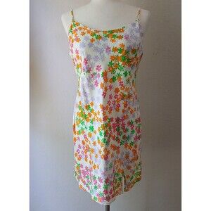 ASOS Neon Floral Daisy Y2K Mini Slit Dress Summer Spring Beach City Size 8 #1051